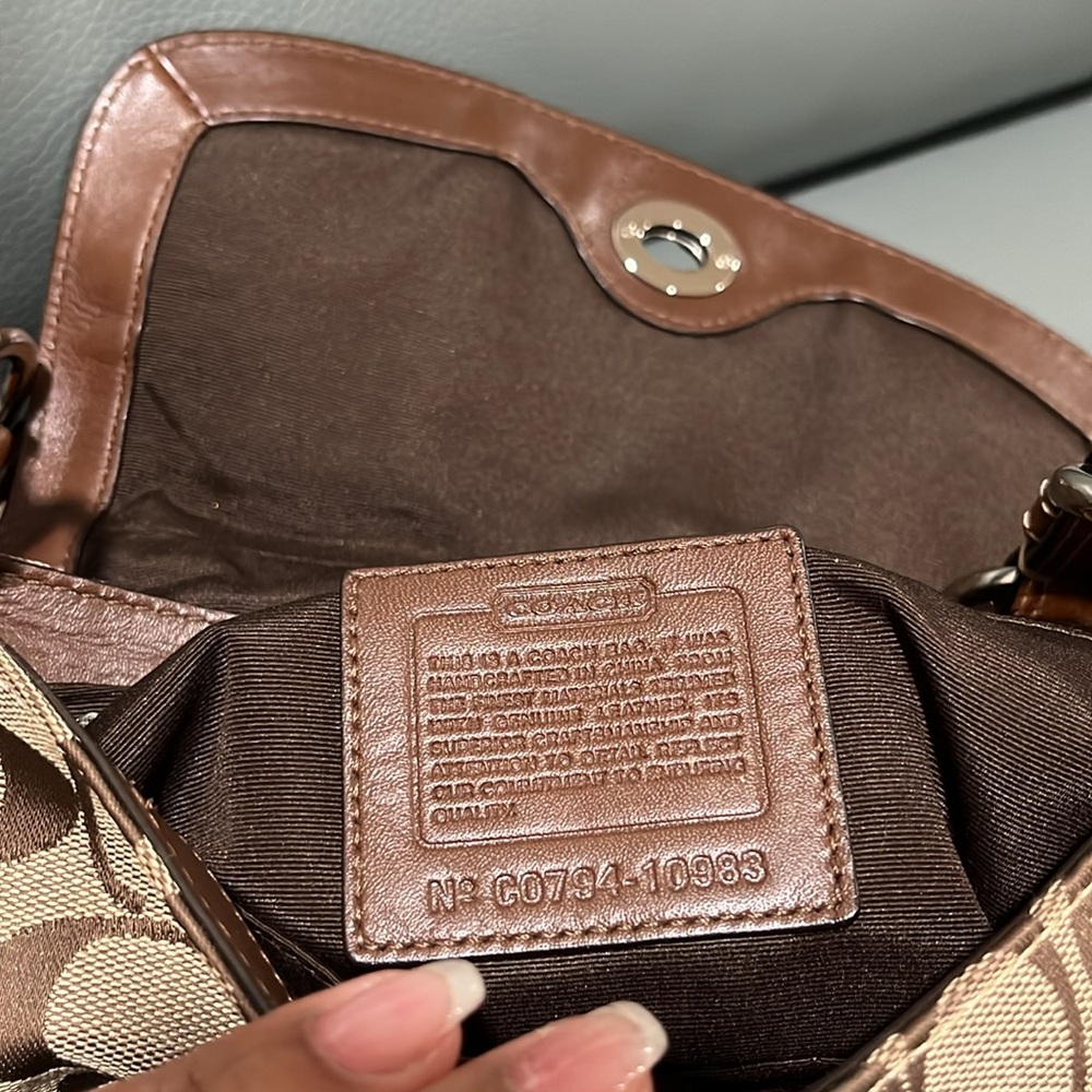 Coach Signature Brown and Tan Shoulder Bag - Picture 11 of 11